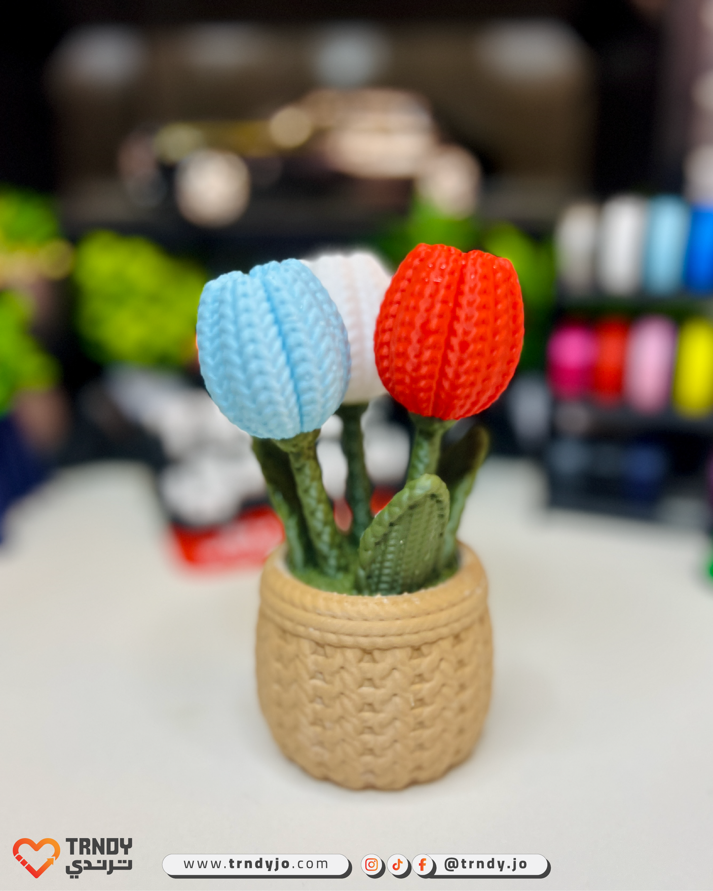 PlantMe Flora - Knitted Flowers Mini Desk Pots