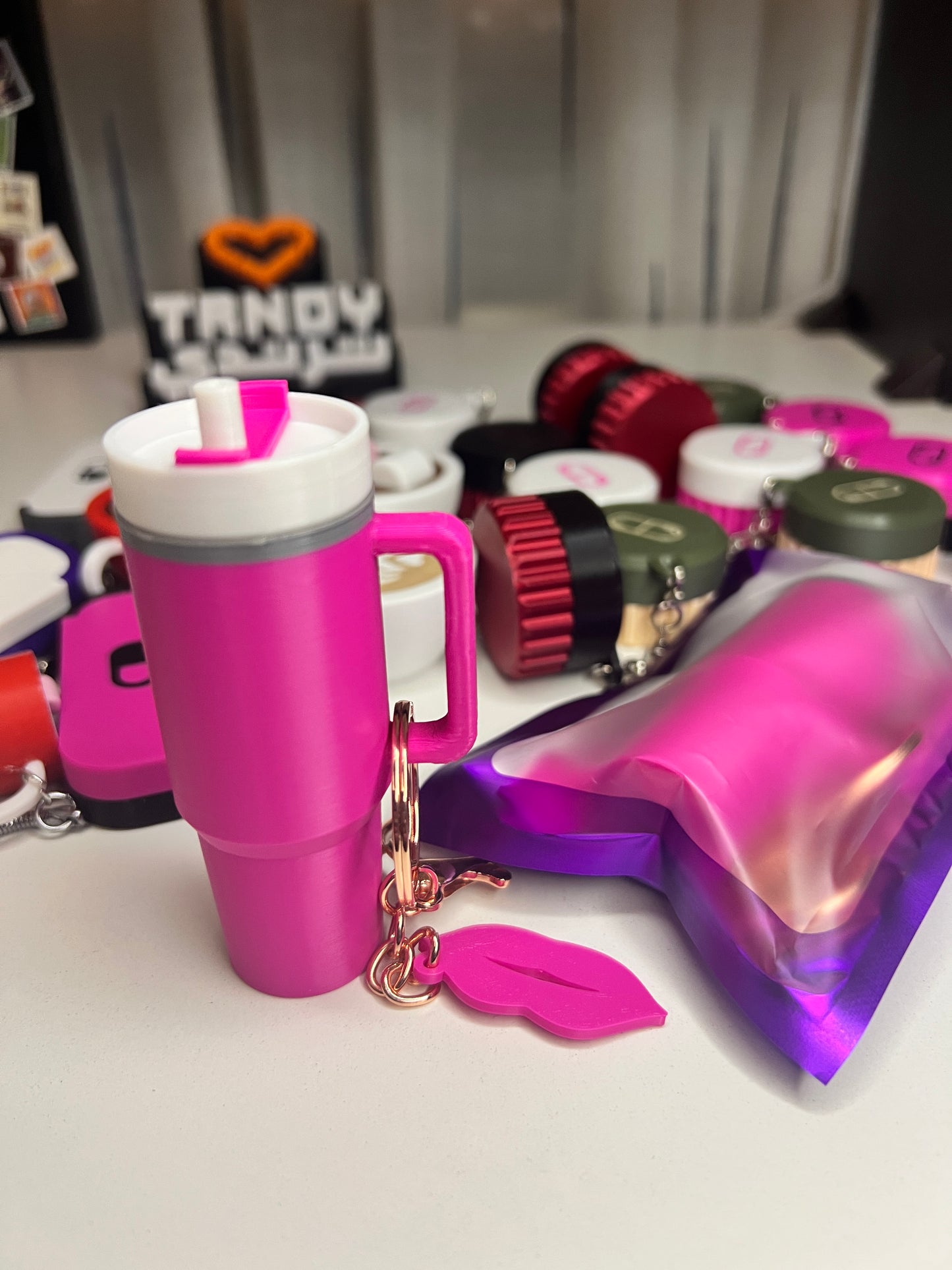 Stanley Cup Lipstick Container Keychain