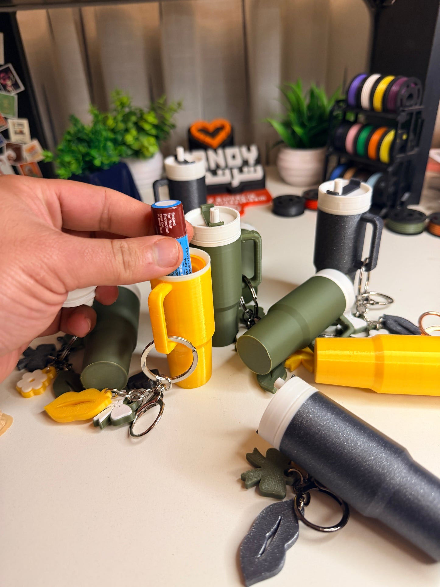 Stanley Cup Lipstick Container Keychain