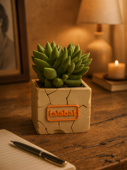 PlantMe - Stone Bloom Planter Pot (Logo/Name Customized)