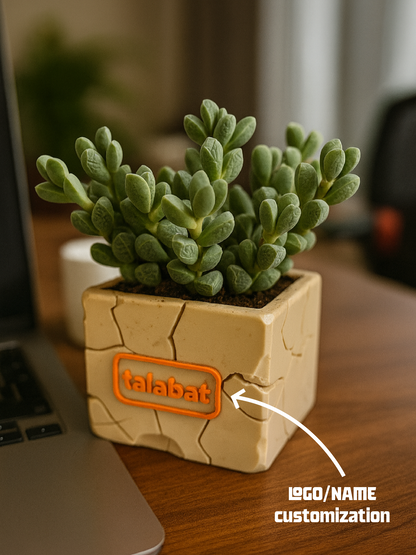 PlantMe - Stone Bloom Planter Pot (Logo/Name Customized)