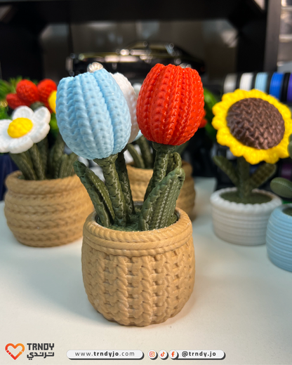 PlantMe Flora - Knitted Flowers Mini Desk Pots
